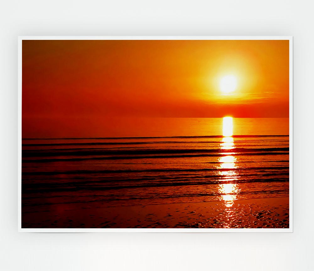 The Oceans Sun Reflection Orange Print Poster Wall Art