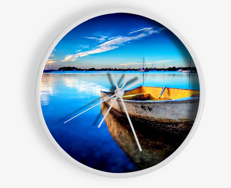Rustic Rowing Boat Reflections Clock - Wallart-Direct UK