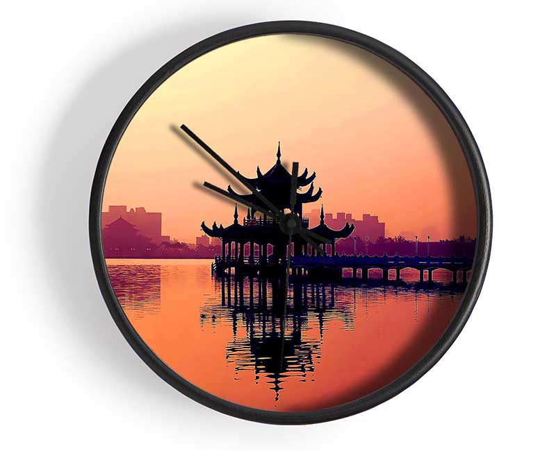 Reflections Of The Far East Peach Clock - Wallart-Direct UK