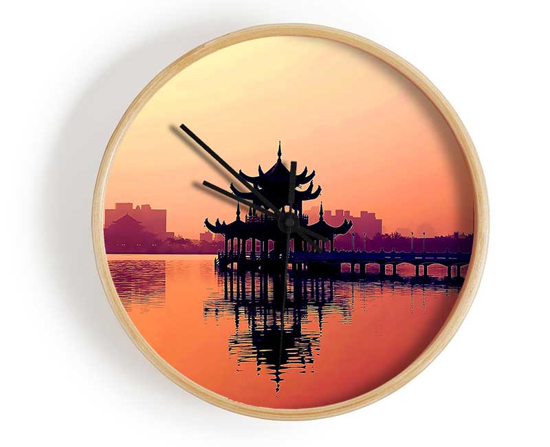 Reflections Of The Far East Peach Clock - Wallart-Direct UK