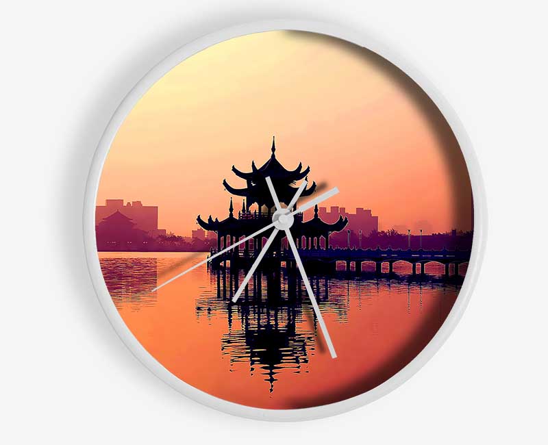 Reflections Of The Far East Peach Clock - Wallart-Direct UK