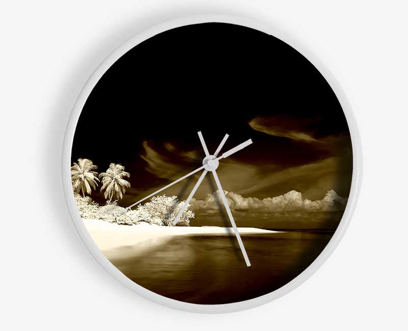 Surreal Hidden Island Brown Clock - Wallart-Direct UK