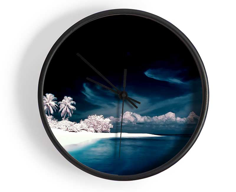Surreal Hidden Island Blue Clock - Wallart-Direct UK