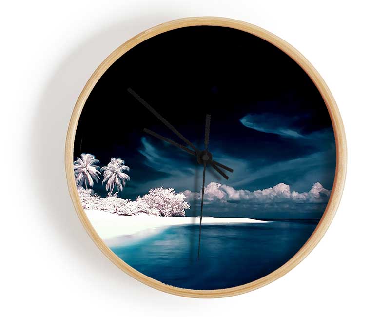Surreal Hidden Island Blue Clock - Wallart-Direct UK