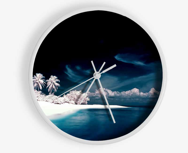 Surreal Hidden Island Blue Clock - Wallart-Direct UK