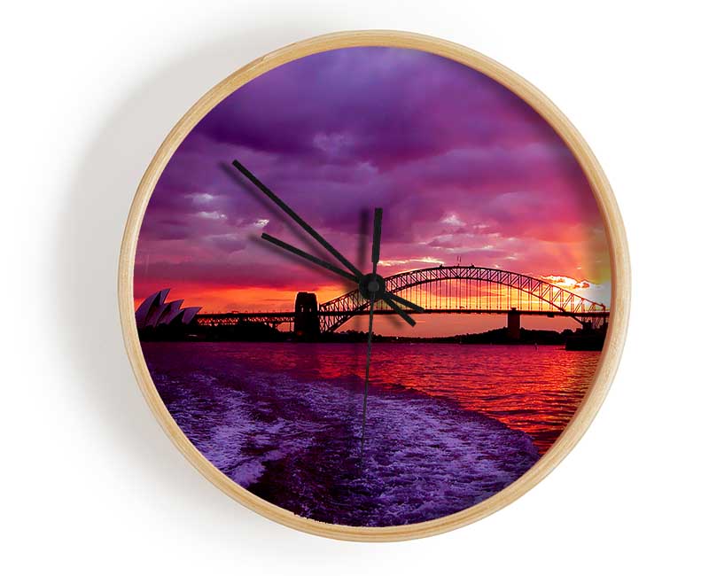 Speed Boat Trails Over The Red Ocean Clock - Wallart-Direct UK
