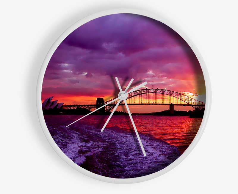 Speed Boat Trails Over The Red Ocean Clock - Wallart-Direct UK