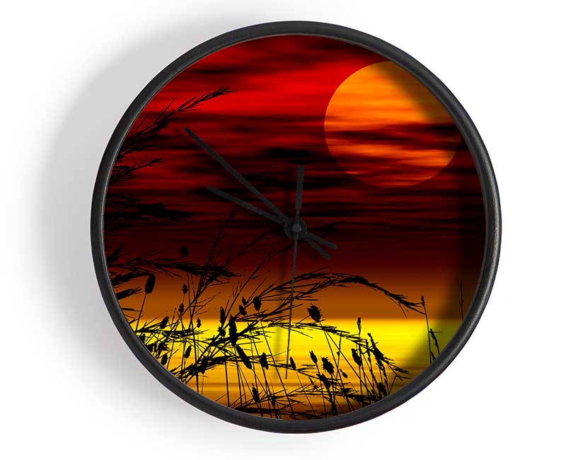 Surreal Golden Lake Clock - Wallart-Direct UK