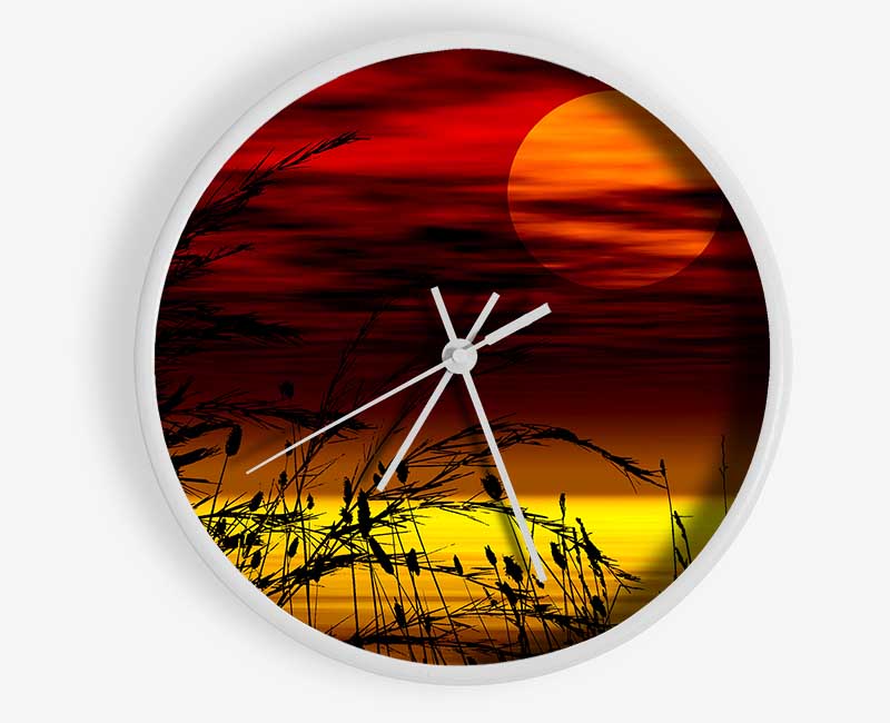 Surreal Golden Lake Clock - Wallart-Direct UK