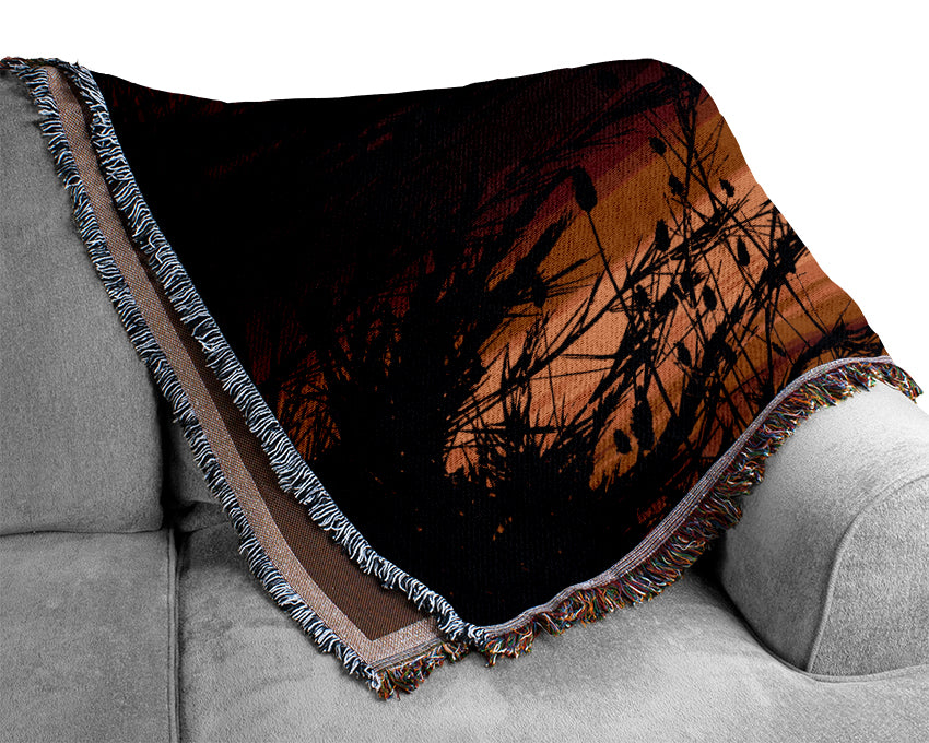 Surreal Golden Lake Woven Blanket