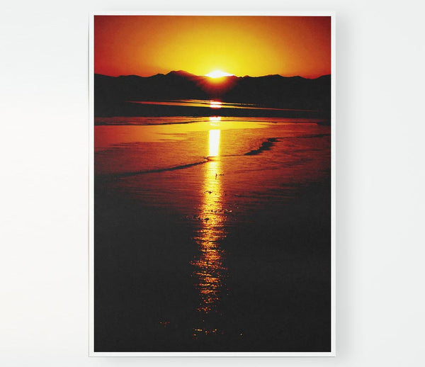 Glistering Golden Ocean Print Poster Wall Art