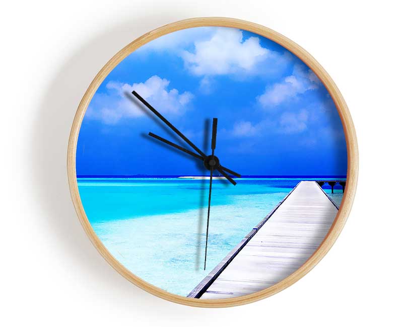 Turquoise Boardwalk Clock - Wallart-Direct UK