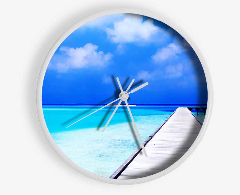 Turquoise Boardwalk Clock - Wallart-Direct UK