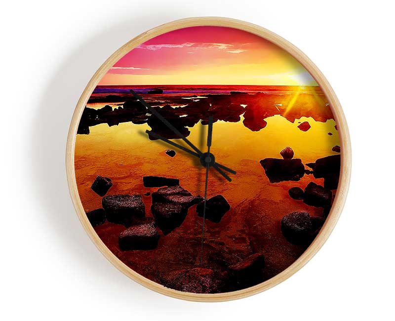 Sunbeams Over The Oceans Hide Away Clock - Wallart-Direct UK