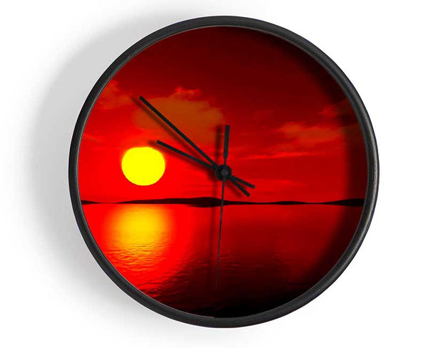 Red Sunblaze Reflection Clock - Wallart-Direct UK