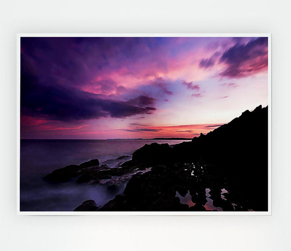 Lilac Red Ocean Sky Print Poster Wall Art
