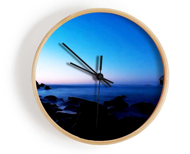 Tranquil Ocean Blue Clock - Wallart-Direct UK