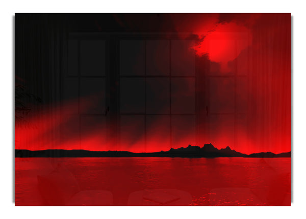 Surreale rote Sonnenstrahlen
