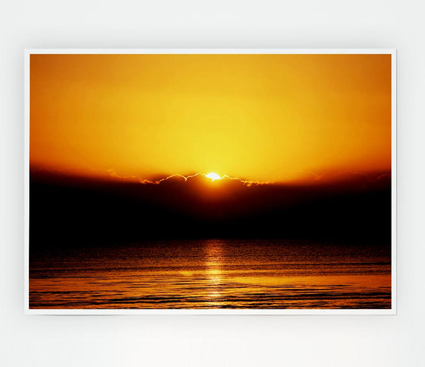The Last Glimmer Of The Orange Ocean Sun Print Poster Wall Art
