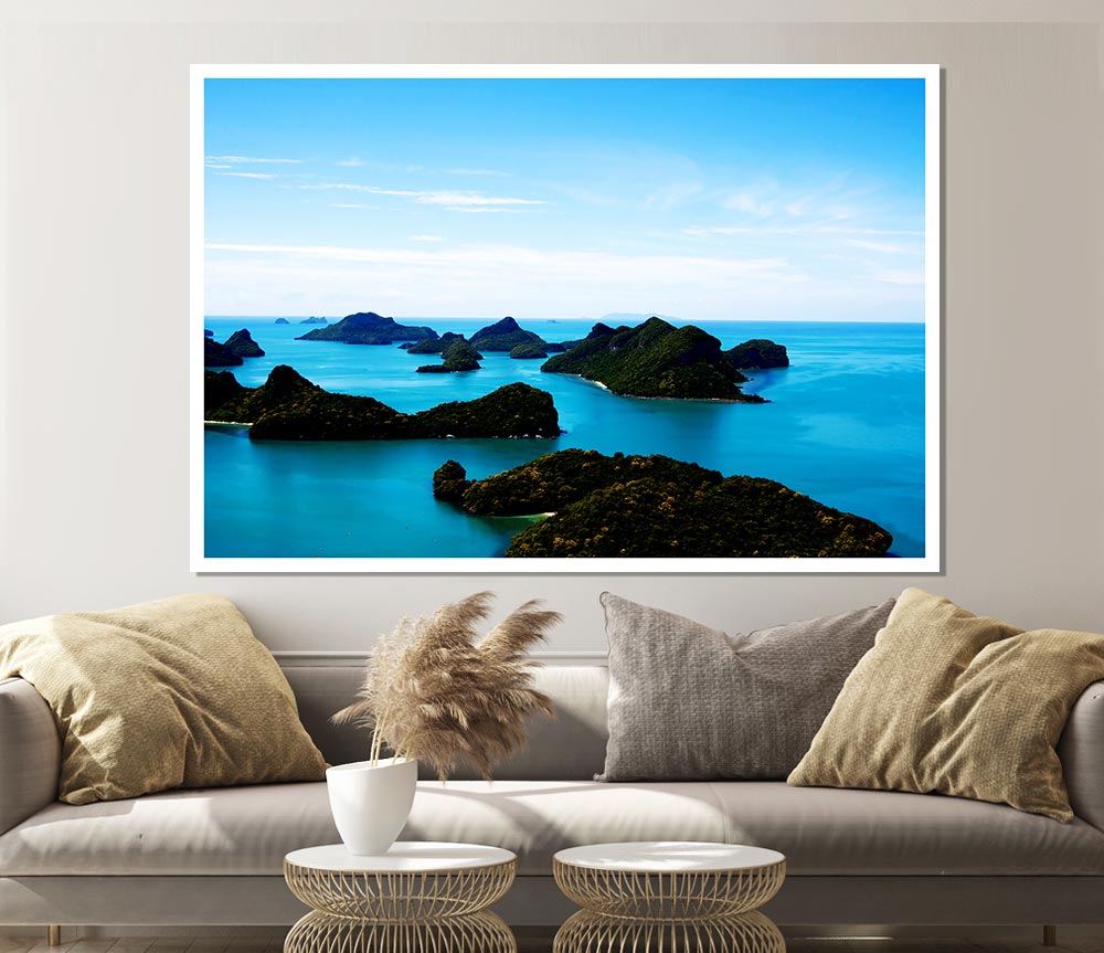 Tranquil Turquoise Rocks Print Poster Wall Art