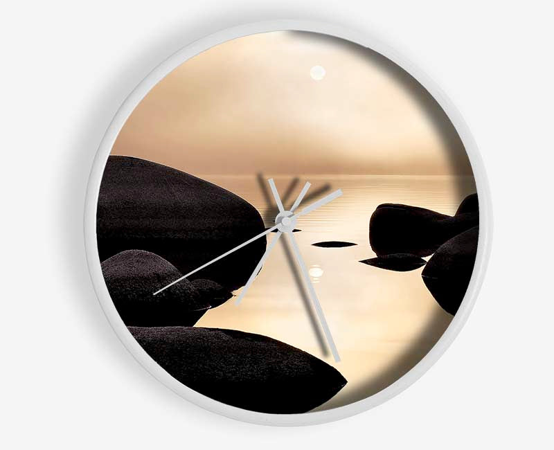 Tranquil Ocean Rocks Clock - Wallart-Direct UK