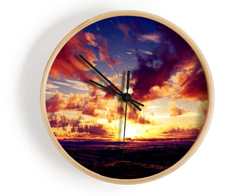 Sunset Ocean Skies Clock - Wallart-Direct UK