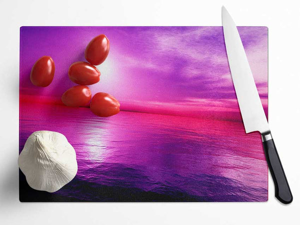 Stunning Lilac Pink Ocean Reflections Glass Chopping Board