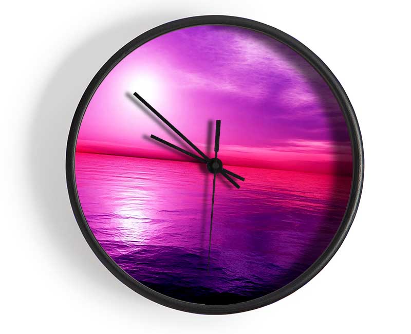 Stunning Lilac Pink Ocean Reflections Clock - Wallart-Direct UK