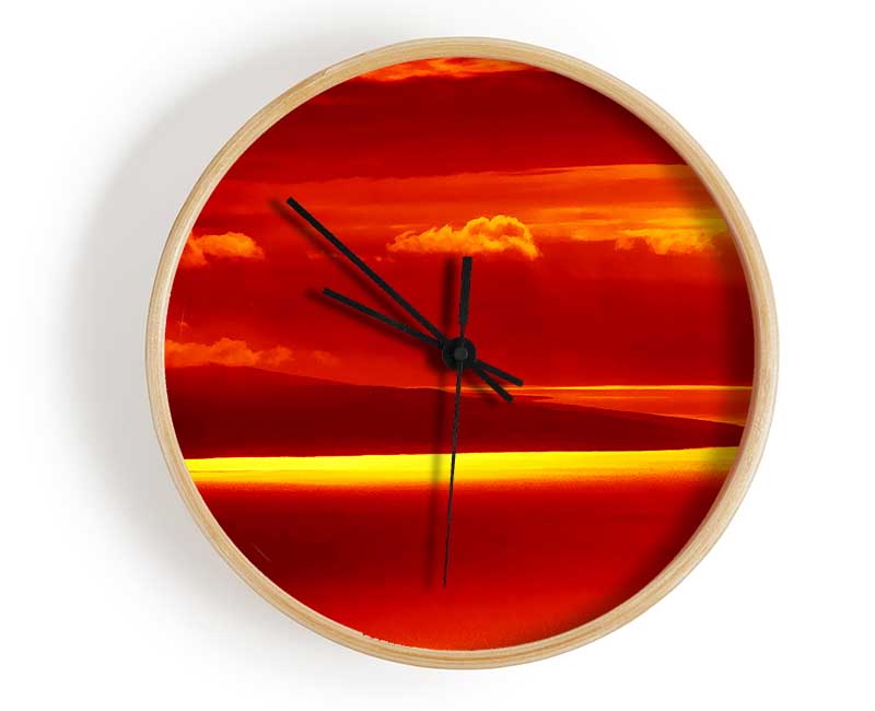 Orange Ocean Glow Clock - Wallart-Direct UK