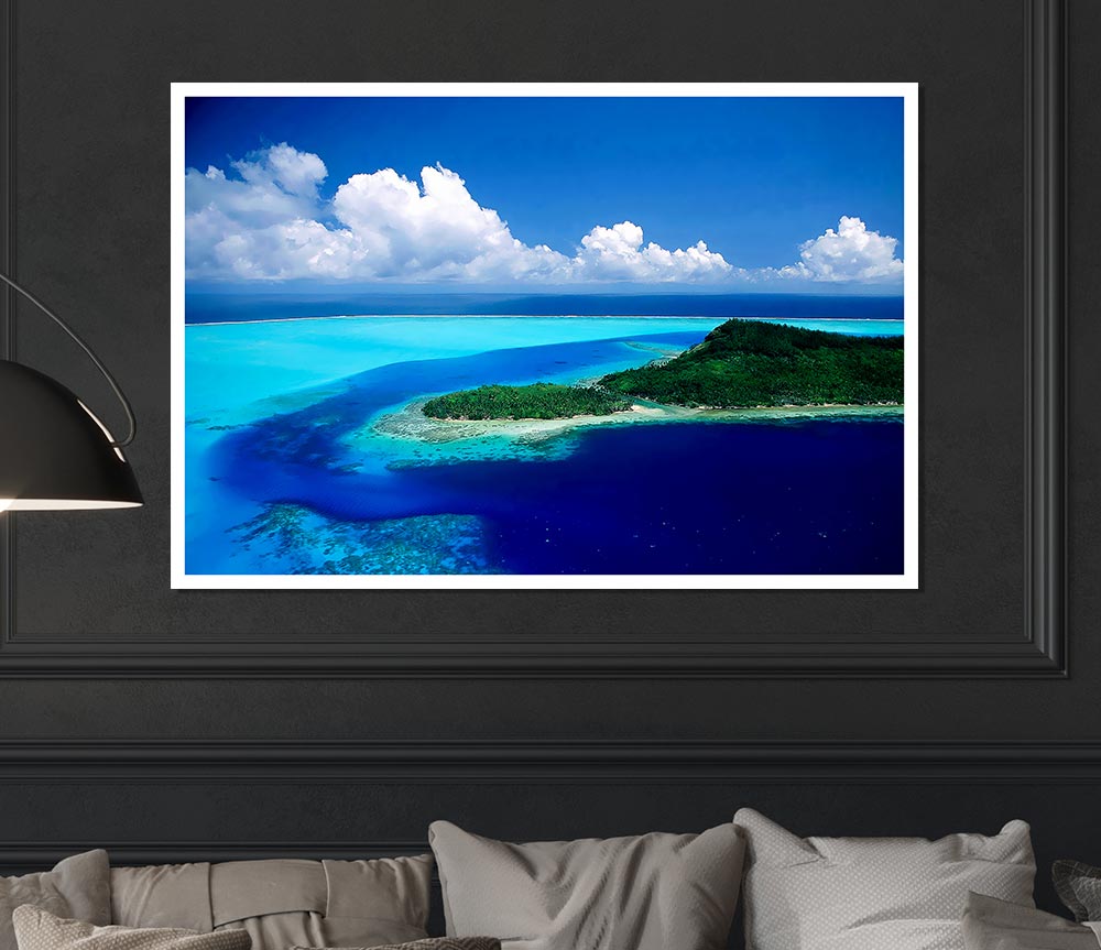 Turquoise Island Paradise Print Poster Wall Art