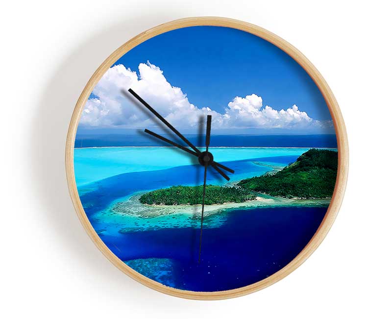 Turquoise Island Paradise Clock - Wallart-Direct UK