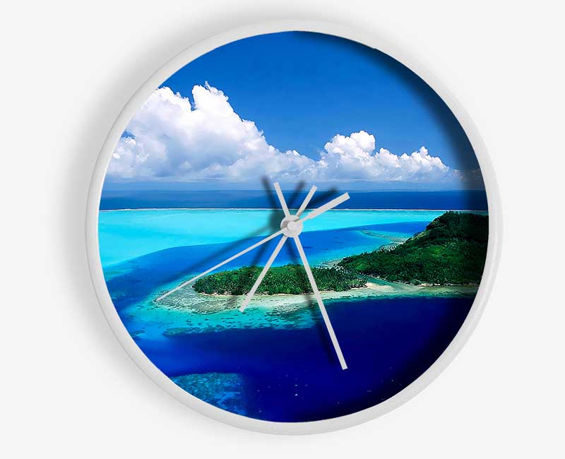 Turquoise Island Paradise Clock - Wallart-Direct UK