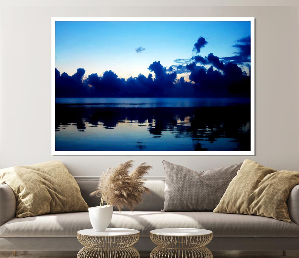 Blue Ocean Skies At Daybreak Print Poster Wall Art