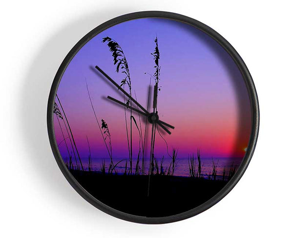 Red Sunset Over The Purple Lake Clock - Wallart-Direct UK