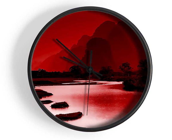 Red Paradise Island Clock - Wallart-Direct UK