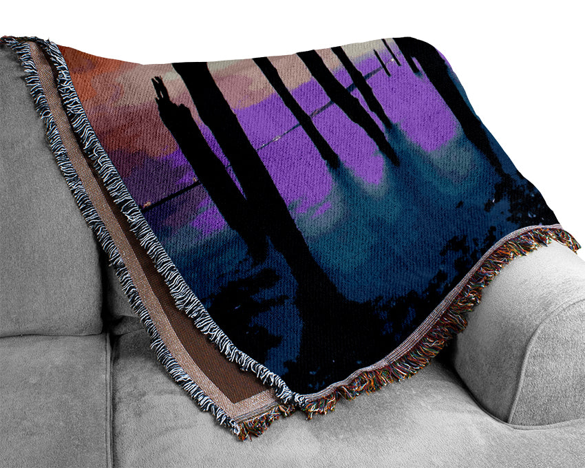 Purple Oceans Pink Skies Woven Blanket