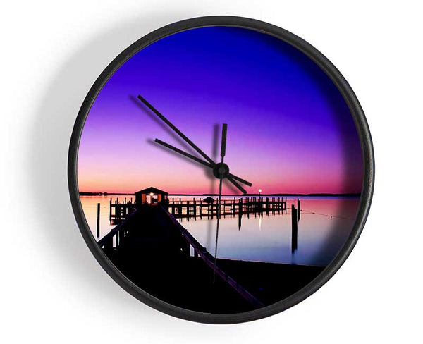 Purple Pier Ocean Clock - Wallart-Direct UK