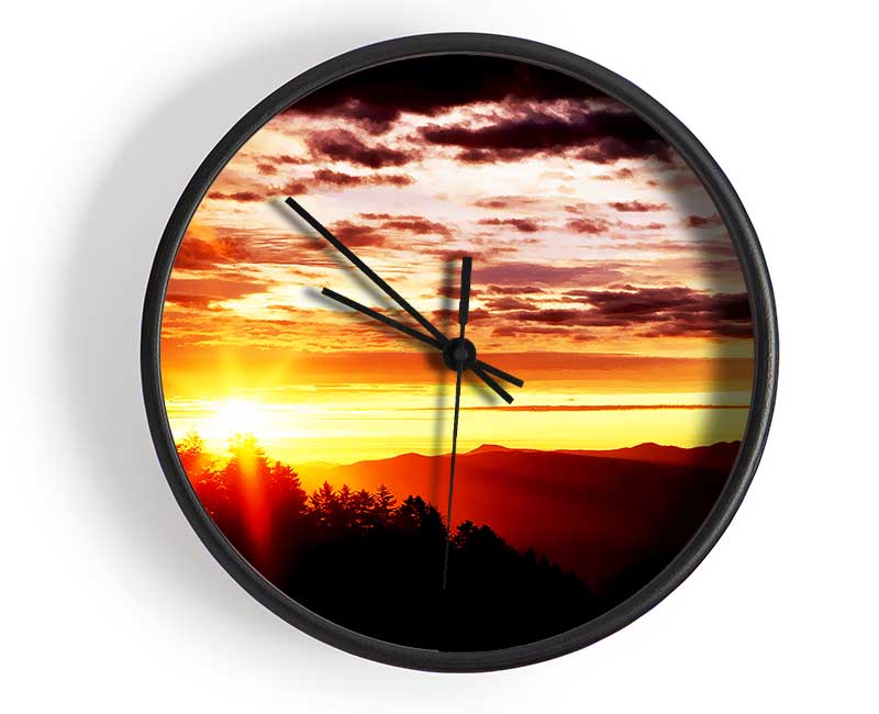 Sunrise Over Treeline Clock - Wallart-Direct UK