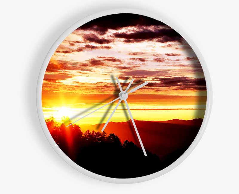 Sunrise Over Treeline Clock - Wallart-Direct UK