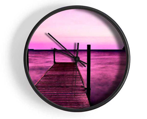 Pink Pier Paradise Clock - Wallart-Direct UK