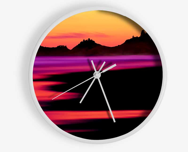 Surreal Red Ocean Nights Clock - Wallart-Direct UK
