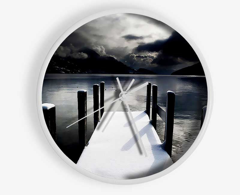 Tranquil Mountain View Lake Side Clock - Wallart-Direct UK