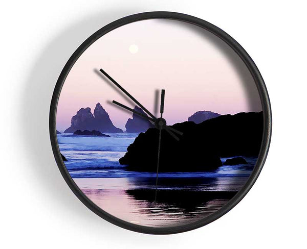 Pink Ocean Moon Clock - Wallart-Direct UK