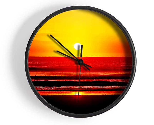 Red Ocean Waves Clock - Wallart-Direct UK
