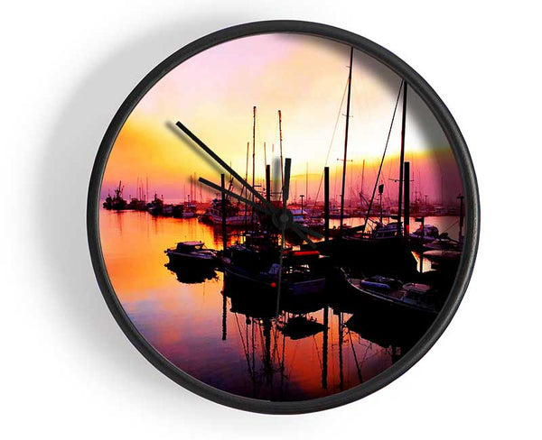 The Harbour At Sunset Clock - Wallart-Direct UK