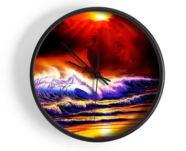Red Paradise Surf Clock - Wallart-Direct UK