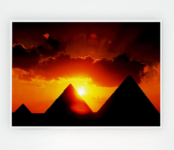 Egyptian Pyramid Sunset Print Poster Wall Art