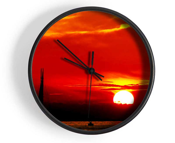 Sailing Into The Red Sunset Clock - Wallart-Direct UK