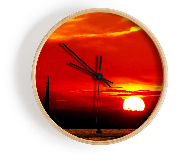 Sailing Into The Red Sunset Clock - Wallart-Direct UK