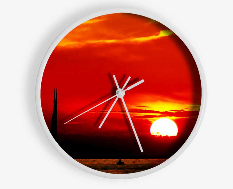 Sailing Into The Red Sunset Clock - Wallart-Direct UK
